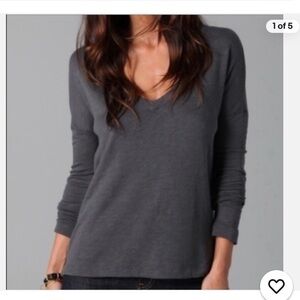 James Perse sz 2 (Medium) Gray Long Sleeve V-Neck Top cotton blend pullover